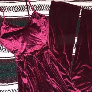 Red velvet jumpsuit